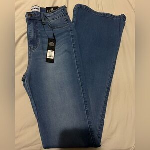 High Rise Blue Denim Flare Jeans